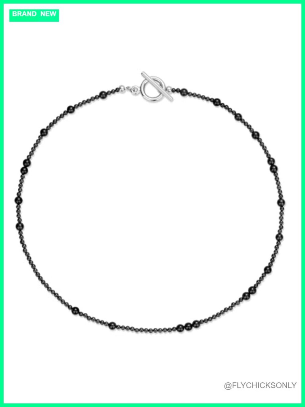 Genuine Gemstone Beaded Choker Necklace Stainless Steel Toggle Clasp 16 Inch